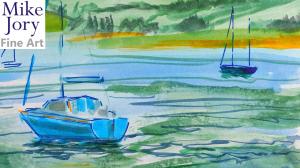 The Sunday Art Show - En Plein Air River Exe at Topsham watercolour painting